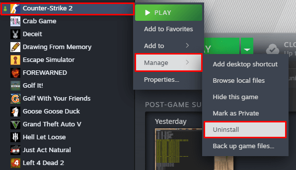 Uninstalling CS2