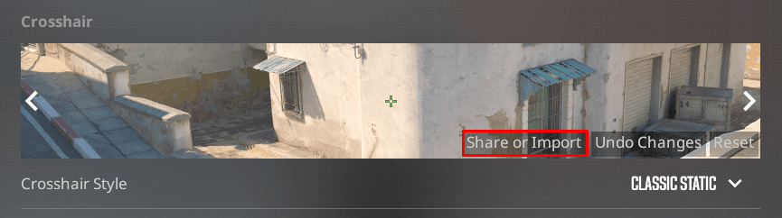 Crosshair guide crosshair share or import button