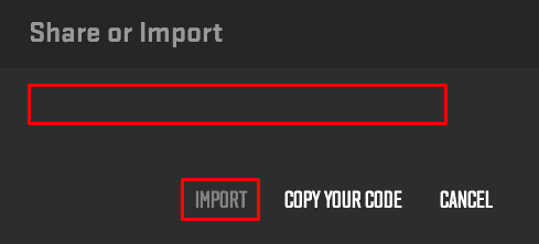 Crosshair guide crosshair import box and button