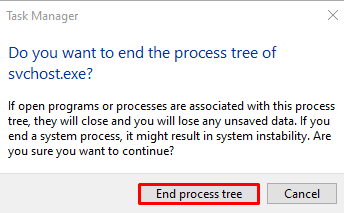 svchost.exe end process tree