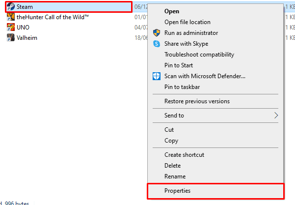 Steam properties button (VAC guide)