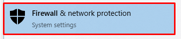 Firewall &amp; network protection button