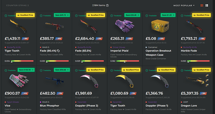 Add Price Indicators on CS2 Skin Marketplaces
